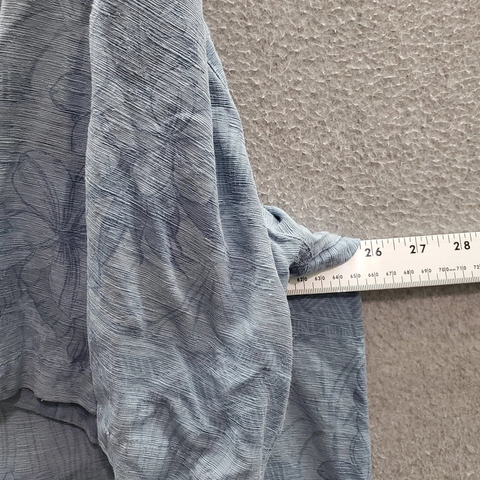 Havana Jack's Cafe Men Button Up Shirt 2XL Blue Floral 100% Silk Pocket Collar - Image 4 of 4