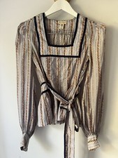 Vintage Jeff Banks Floral Prairie Gypsy Blouse Top Buttons 12 Modern 8-10