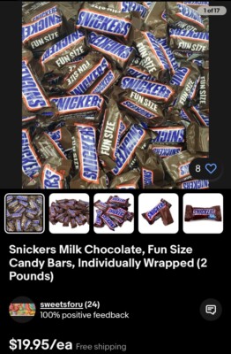 Snickers Milk Chocolate, Fun Size Candy Bars, Individually Wrapped (2 Pounds)