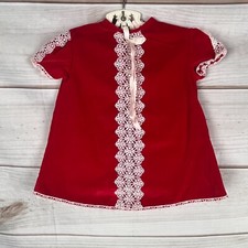 Vintage Bryan Girls Size XL Red White Lace Accent Dress