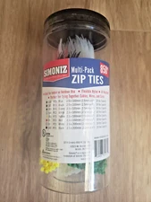 Simoniz 850-pc Multi-Pack Nylon Zip Ties Assorted 6 Colors  4" 6" 8" Long Sealed
