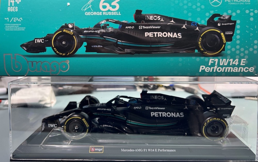 Bburago 1:24 W14 #63 F1 2023 Mercedes AMG George Russell Model Car