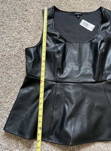 Top donna peplo ecopelle nero taglie forti 2XL (18-20) - Foto 6 di 7