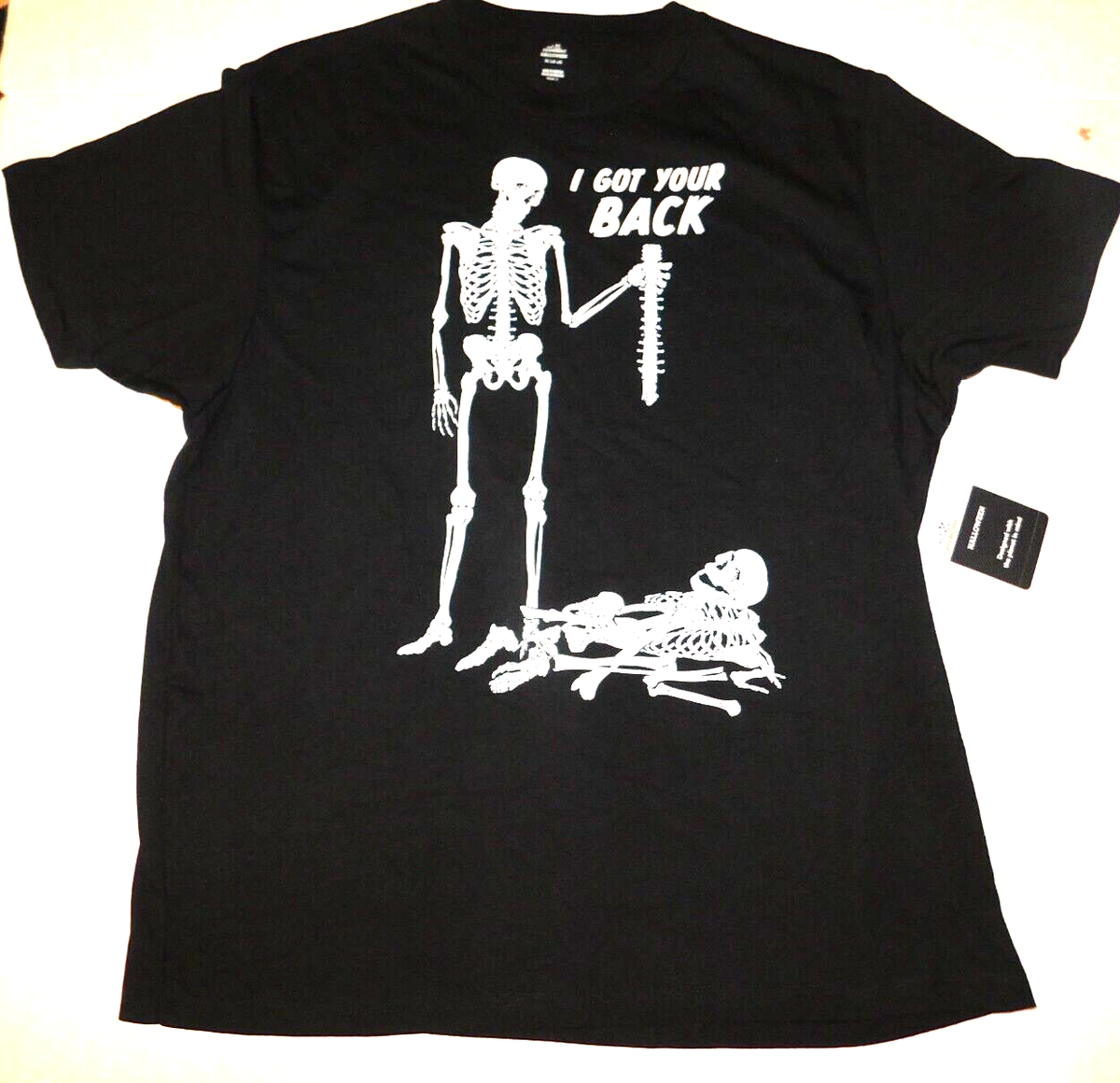 I Got Your Back T Shirt 2XL 50 52 Mens Black Skeleton Halloween