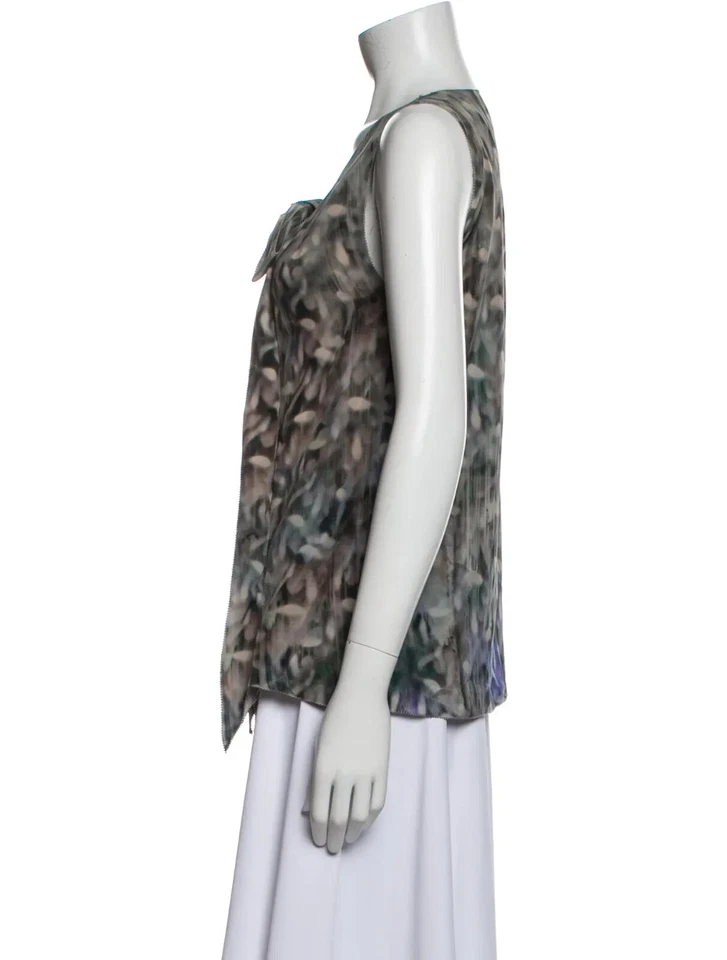 Top multicolor sin mangas cuello redondo estampado seda NINA RICCI %100 talla 36/FR Foto 2 de 3