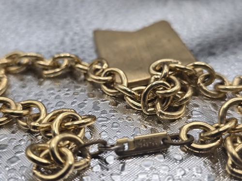 Dauplaise Patent 3427691 Signed Vintage Gold Tone Necklace With Yellow Pendant - Picture 9 of 10