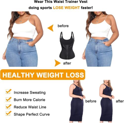 Women Slimming Body Shaper Waist Trainer Vest Sweat Sauna Tank Top Shapewear Gym - Picture 3 of 10