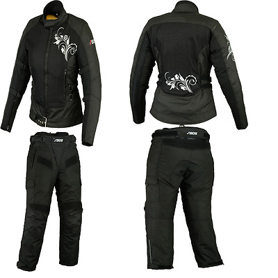 Damen Motorradkombi Textil Demen Jacke +Hose Mit Protektoren