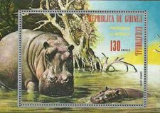Timbre Animaux Mammifères Hippopotames Guinée équatoriale 699 ** - 83003K