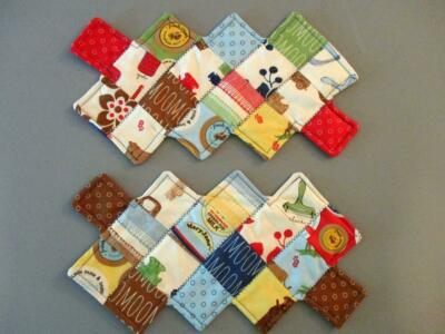 Zig Zag Decorative Mug Rugs. 100% Cotton. Handmade.