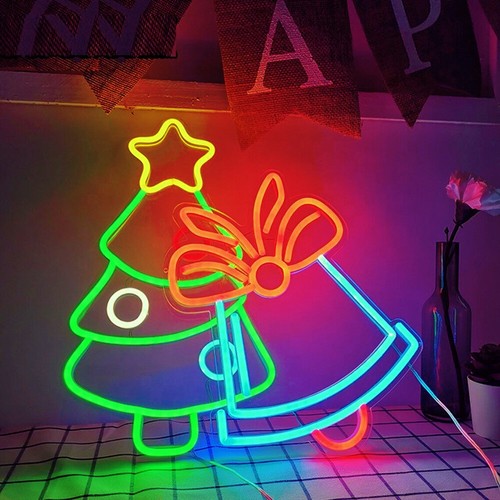 LED Christmas Tree Neon Light Sign with Dimmer for Shop Windows Decor Nightlight - Picture 3 of 3