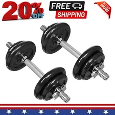 Adjustable Dumbbell Hand Weight Set, Alloy Steel, ‎‎4.5 Inches, 38 Pounds, Black