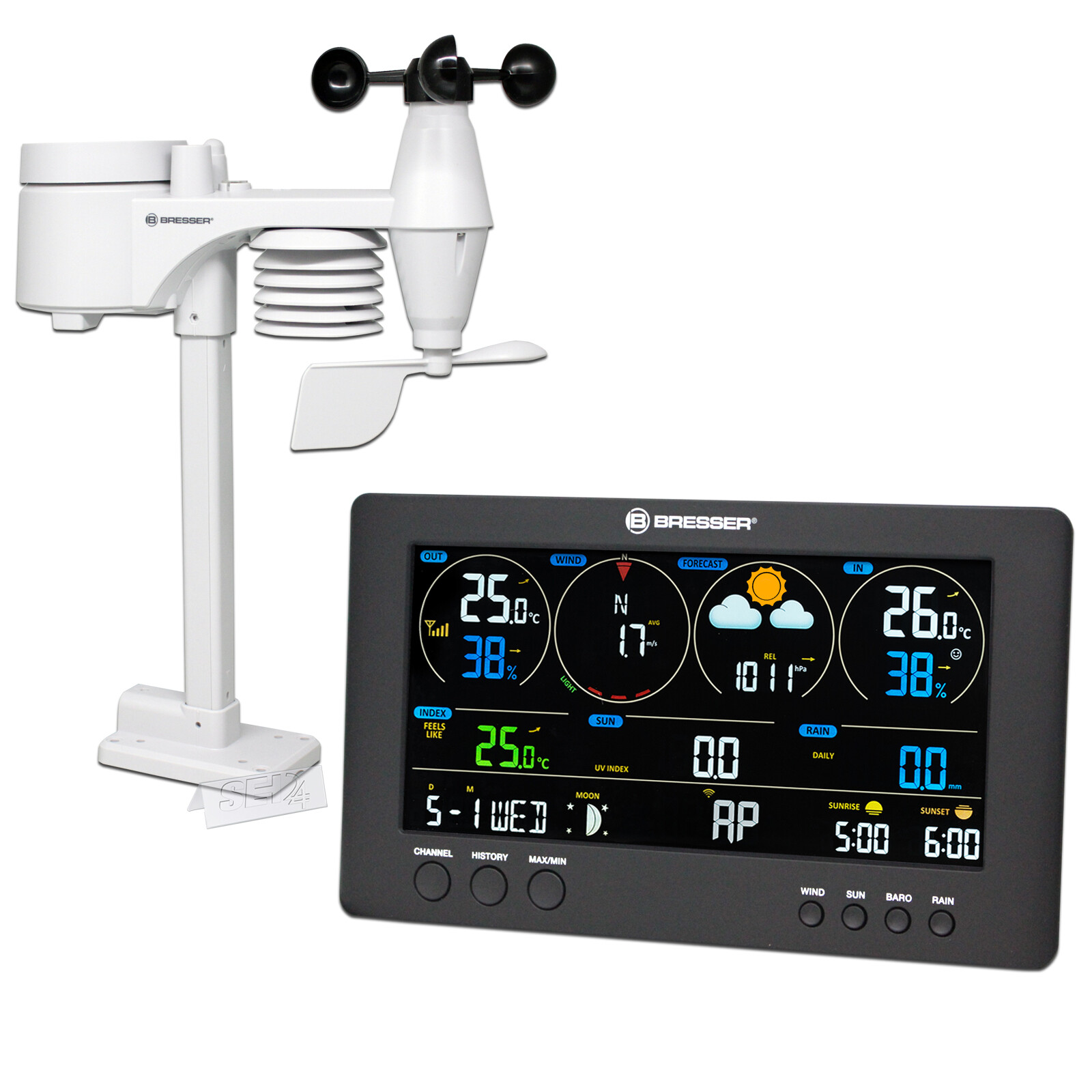 Sensor Exterior 7 En 1 De Repuesto Para Estación Meteorológica Bresser Comfort WLAN - Mide Viento, Lluvia, UV, Etc.