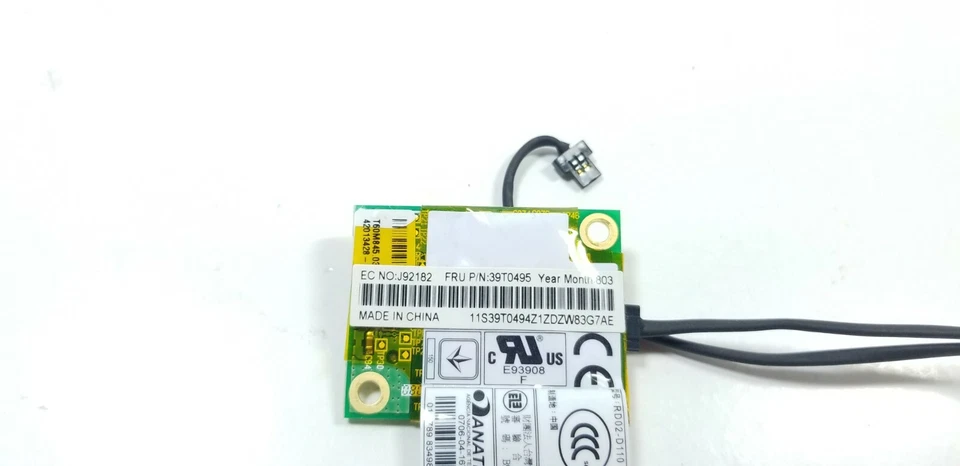 LENOVO THINKPAD R61 MODEM BOARD CARD W/ CABLE LAPTOP 39T0495 - Image 2 of 3