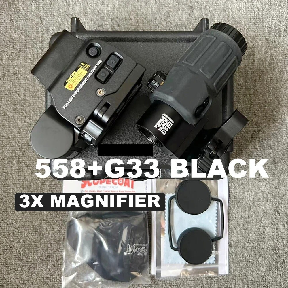 EXPS3-2 558 Tactical Red Green Dot HWS G33 3x Sight Magnifier With 20mm QD Mount