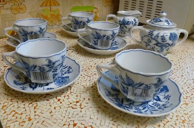 Set (5) NEW/NWT Blue Danube China Tea Cups & Saucers + FREE NEW SUGAR ...
