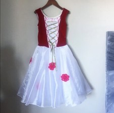 GIRLS DANCE costume dress formal red white Halloween flowers princess 8, 299