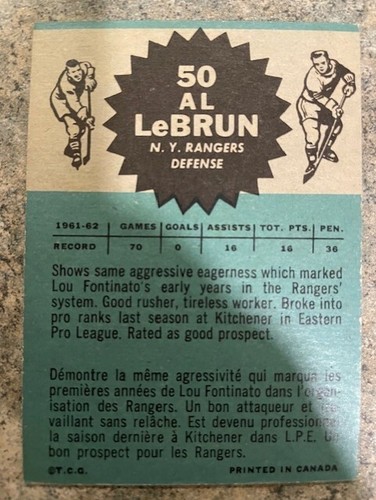 1962-63 Topps Hockey Set Break - Picture 69 of 73