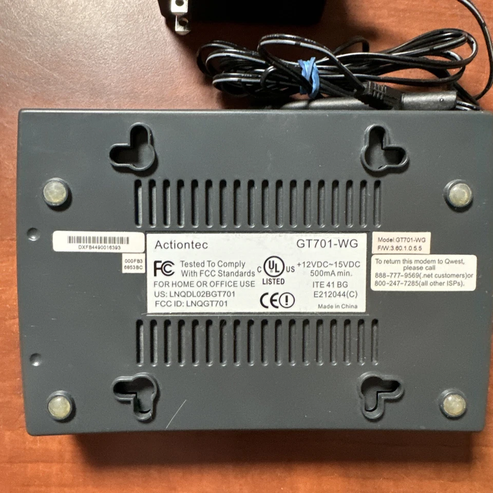 Actiontec (GT701-WG)  DSL Gateway w/ Power Cable -TESTED- - Image 2 of 2