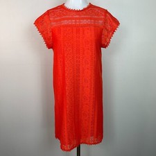 Francesca's Miami Shift Dress Small Orange Lace Short Sleeve Stretch