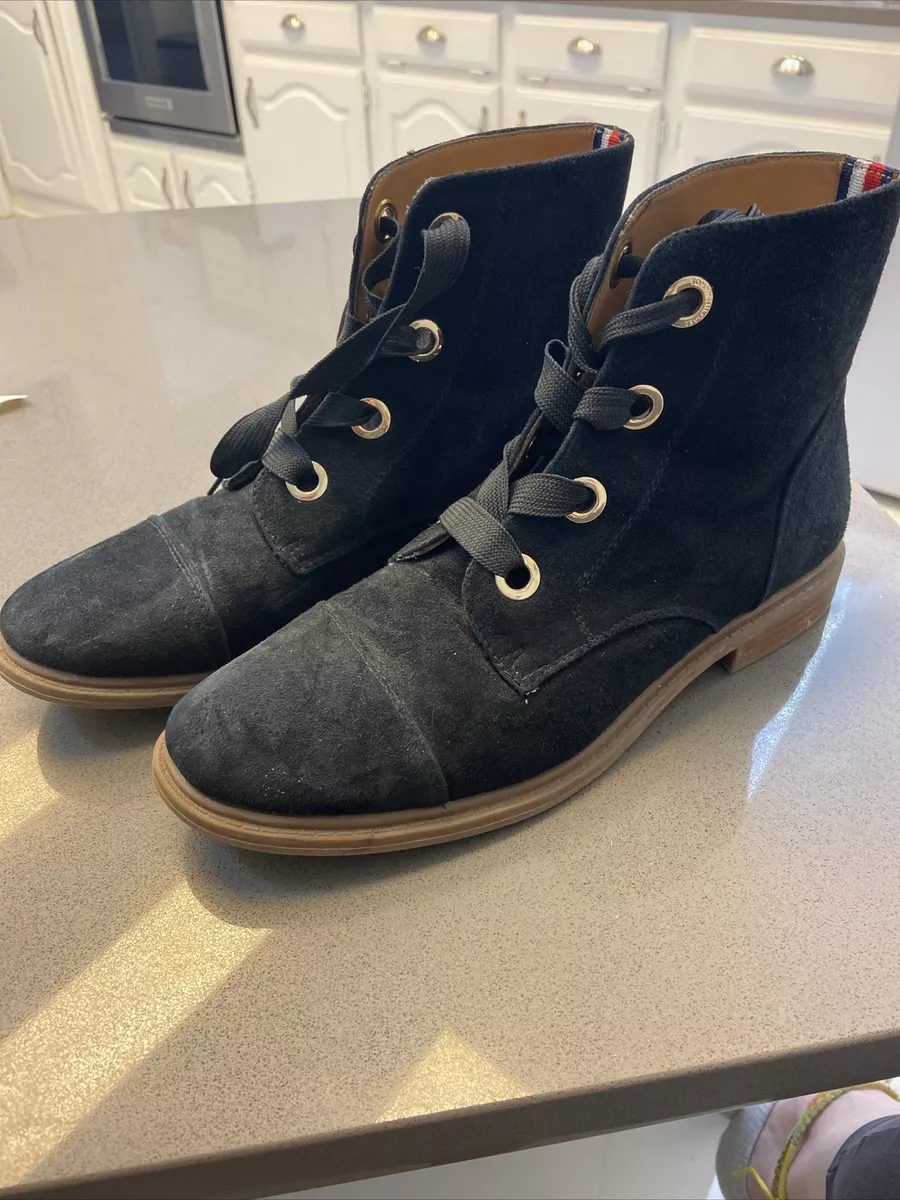 Tommy hilfiger online black suede boots