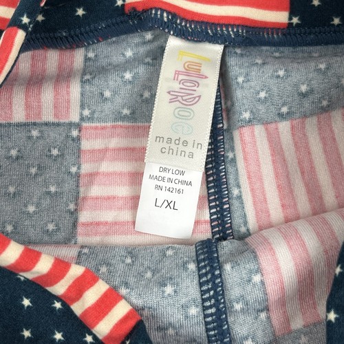 LuLaRoe Kids Americana Leggings Size L / XL Red White Blue Flags Checkered - Picture 6 of 9