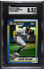 2025 Topps Chrome Jacob Wilson 1990 RC Rookie #90CB-18 Oakland Athletics SGC 8.5