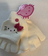 Hello Kitty white fingerless child s gloves that can make mittens. New