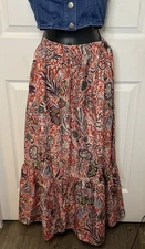 NWT Rachel Zoe Red Purple Floral Peasant Skirt Midi Peasant Boho Festival S