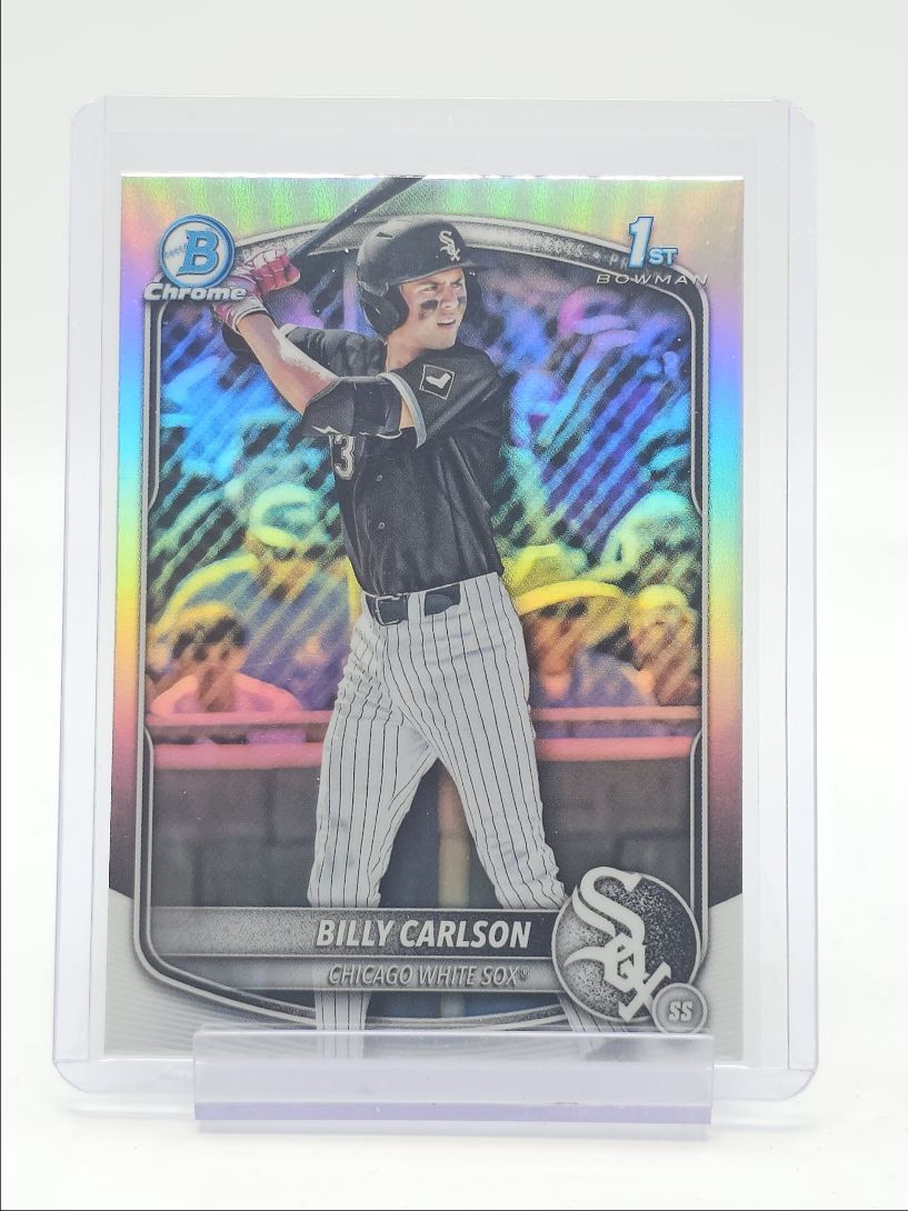 BILLY CARLSON 2025 BOWMAN CHROME DRAFT 1ST REFRACTOR WHITE SOX Q5588