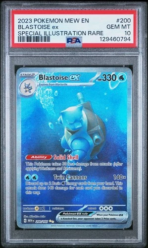 BLASTOISE EX 2023 POKEMON MEW EN #200/165 SPECIAL ILLUSTRATION RARE SIR PSA 10