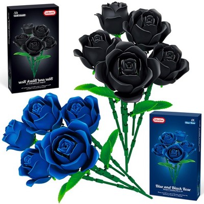 Blumenstrauß Bauset 5tlg schwarz & blaue Rosen Gothic Romantik Bau