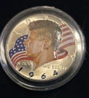1964 50C Kennedy Half Dollar Colorized, 90% Silver
