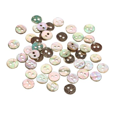50Pcs Natürliche Muschelknöpfe 2 Loch 8.8mm Perlmutt Knöpfe 1.1-1.5mm - Bild 1 von 4