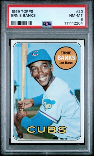 1969 TOPPS #20 ERNIE BANKS PSA 8