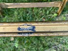 Pair Of Stakmore Antique Metal Folding Chairs Gold Painted, Green Velvet Seats 2 — photo 4