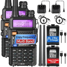 2x Baofeng M-5R 8W Multi-Band Radio Walkie Talkie Full Kit VHF UHF AM FM DTMF