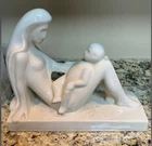 Vintage Royal Haeger Pottery Mother and Child Figurine in White