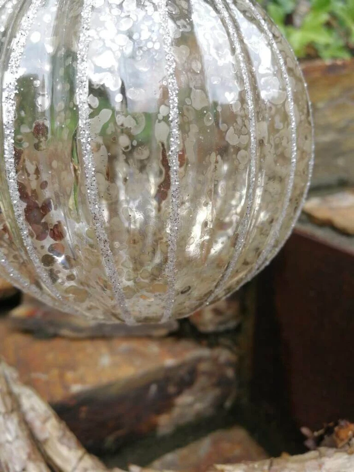 Pallina per albero di Natale elegante strisce palla di Natale sfera di vetro ... - Immagine 2 di 4