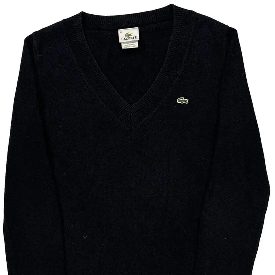 Lacoste V-Neck Sweater - Medium Black Cotton - Image 3 of 4