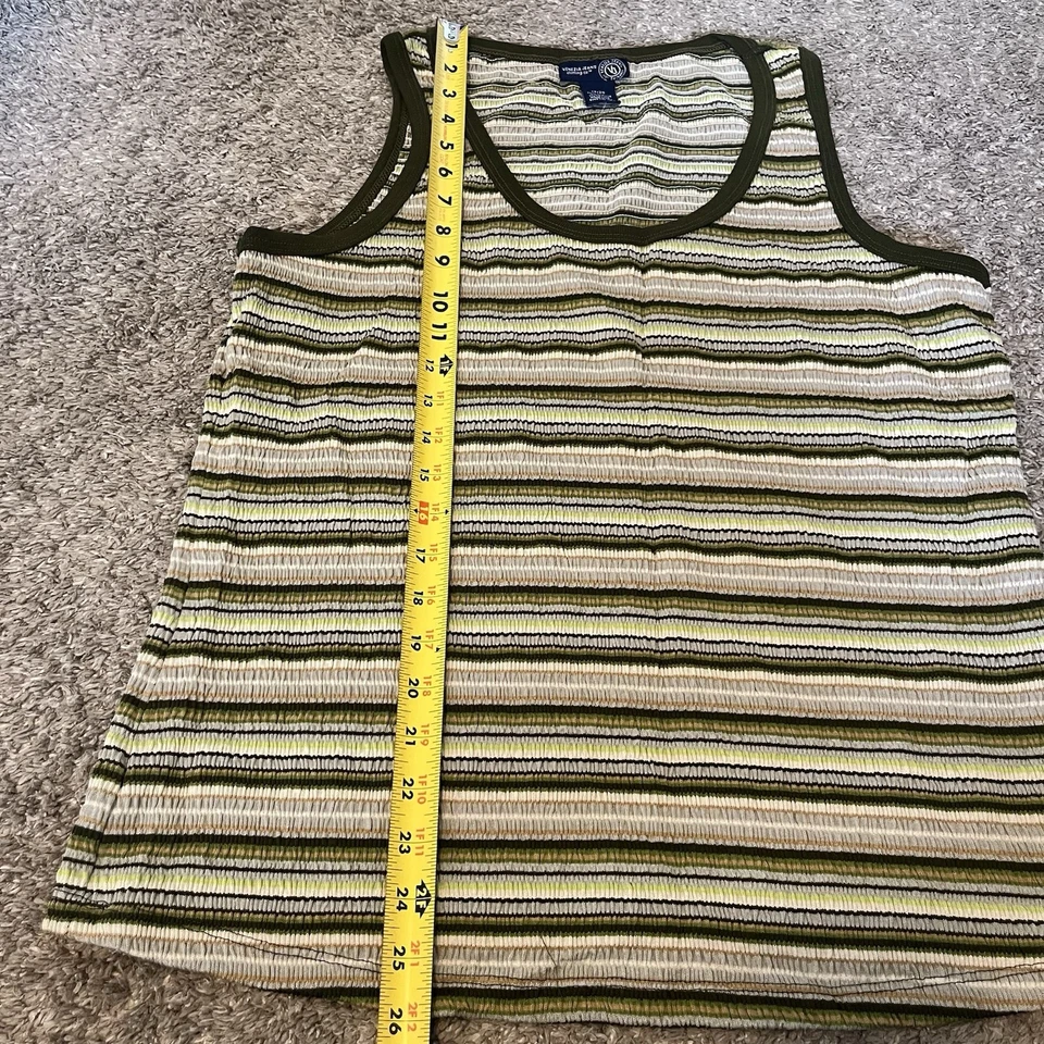 Blusa sin mangas vintage Y2k años 90 Venezia mujer 18/20 rayas verdes boho playa EE. UU. Foto 2 de 4