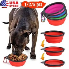 1/2/5PCS Dog Portable Pet Bowl Food  Water Collapsible Dish Travel Fold-able