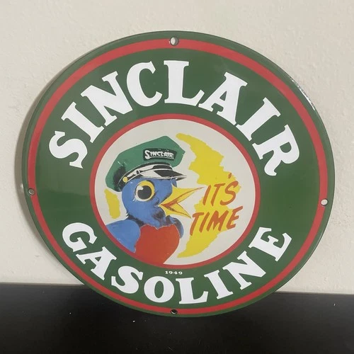 VINTAGE SINCLAIR BIRD GASOLINE OIL PORCELAIN SIGN