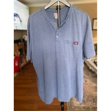 Wrangler Heathered Blue Short-Sleeve Henley with Chest Pocket, Men's XL