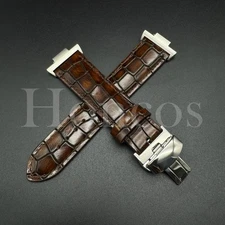 Leather Vintage Crack Shinny Watch Strap Band Clasp Fits Tissot PRX Adapter BN