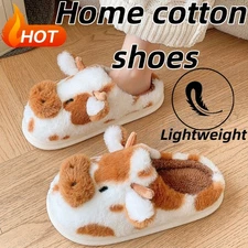 Winter Dairy Cow Home Slippers Indoor Thick Bottom Anti Slip Cotton Mop EU36-44