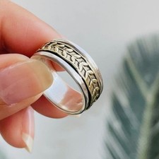 Beautiful 925 Sterling Silver Spinner Ring Handmade Jewelry Gift For her B 5