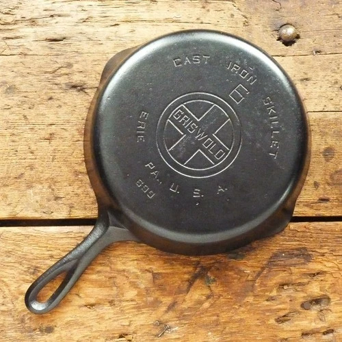 Vintage GRISWOLD Cast Iron SKILLET Frying Pan # 6 LARGE BLOCK LOGO - Ironspoon