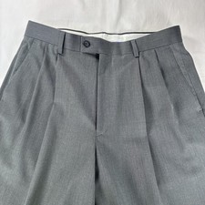 Alan Flusser Mens Dress Pants 32x32 Wool Blend Charcoal Gray Pleated Trousacks