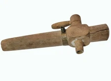 Antique Wooden Beer Barrel Tap Bung Plug With Brass Fitting